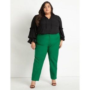 Eloquii Black Blouse and Green Trousers Set